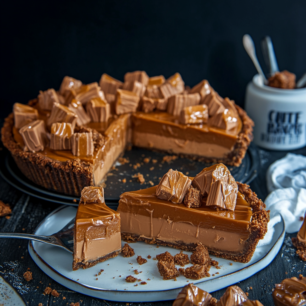 Close-up of a rich and creamy Biscoff Cookie Pie topped with whipped cream and crushed Lotus Biscoff cookies.3