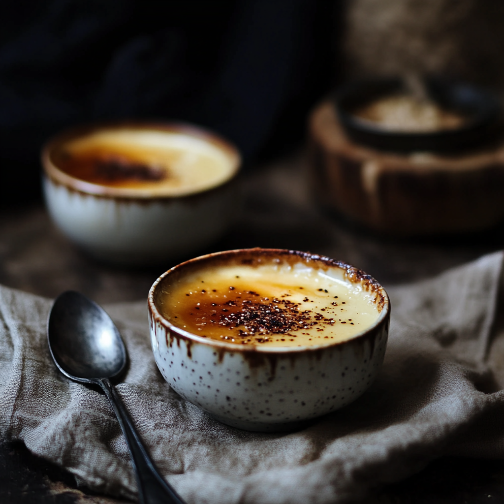 Creamy crème caramel without an oven served on a white plate with caramel sauce dripping over the sides.2