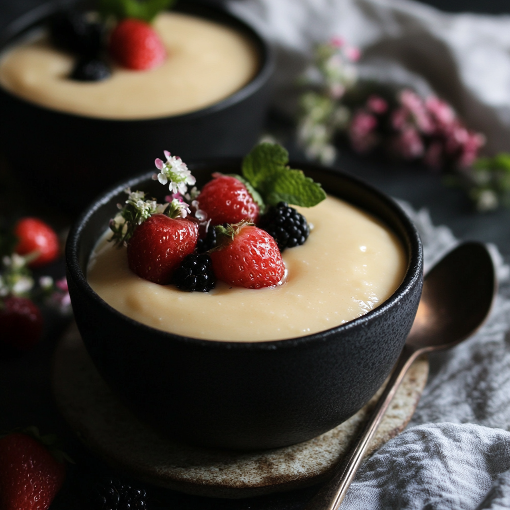Silky crème caramel topped with rich golden caramel sauce on a white plate – perfect custard result using expert crème caramel tips.2