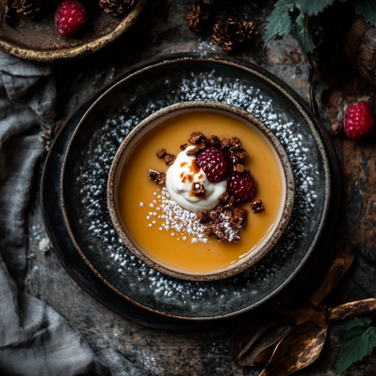 Silky crème caramel topped with rich golden caramel sauce on a white plate – perfect custard result using expert crème caramel tips.1