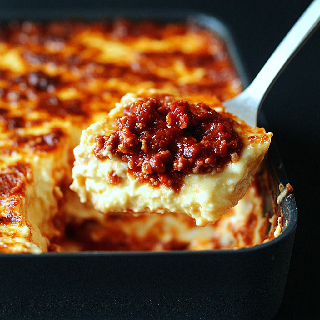 Italian Lasagna with Béchamel sauce topped with golden melted cheese and garnished with fresh herbs4