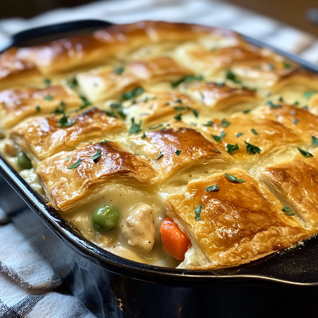 Flaky Pillsbury Chicken Pot Pie with golden crust and creamy filling – perfect comfort food recipe.3
