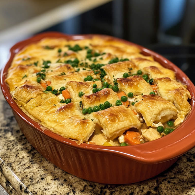 Flaky Pillsbury Chicken Pot Pie with golden crust and creamy filling – perfect comfort food recipe.1