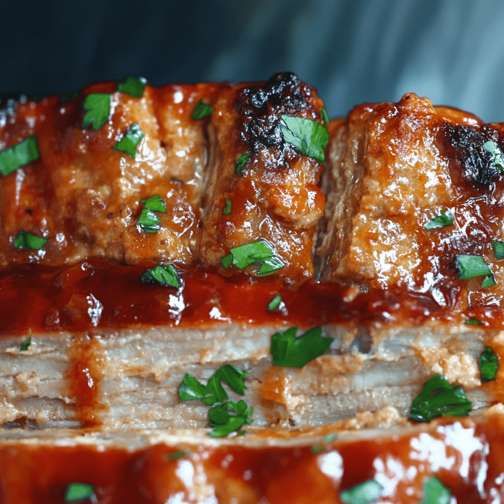 Juicy homemade meatloaf topped with a rich glaze, sliced and served with mashed potatoes and roasted vegetables.4