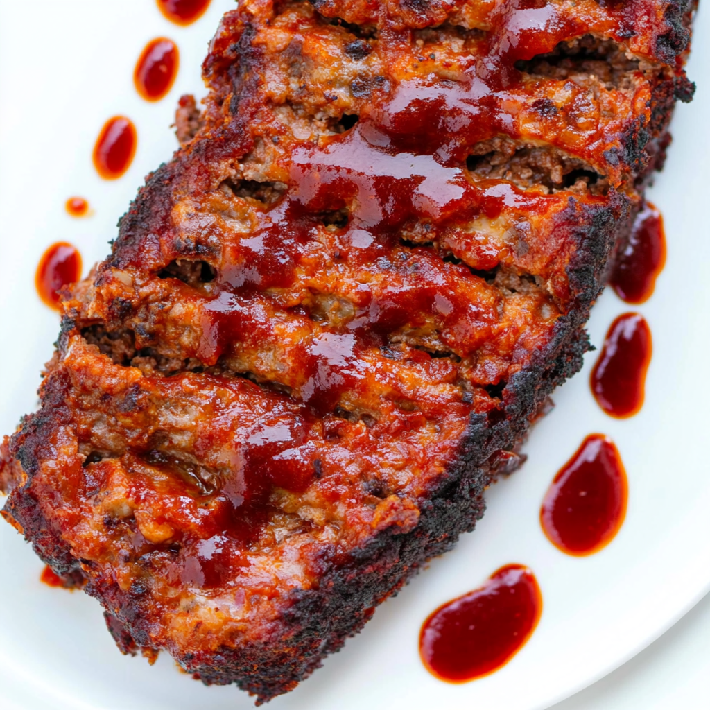 Juicy homemade meatloaf topped with a rich glaze, sliced and served with mashed potatoes and roasted vegetables.2
