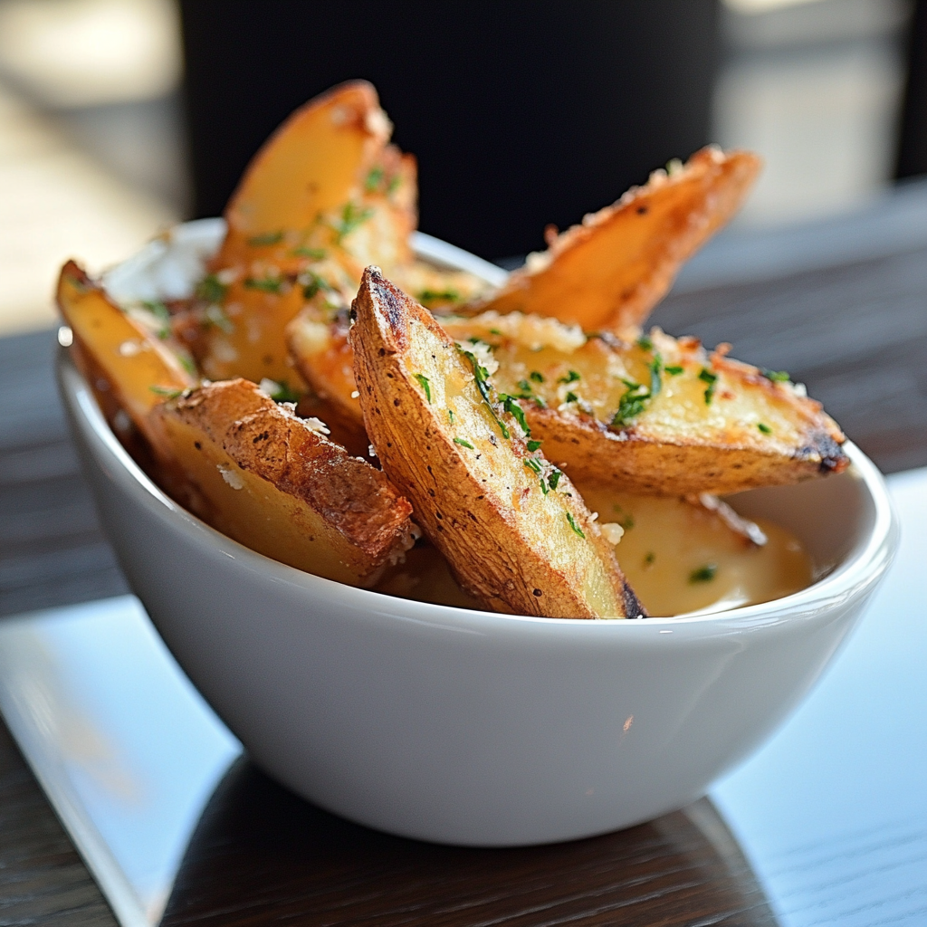 Golden and crispy potato wedges served with dipping sauces — the best potato wedges recipe for a perfect homemade snack.2