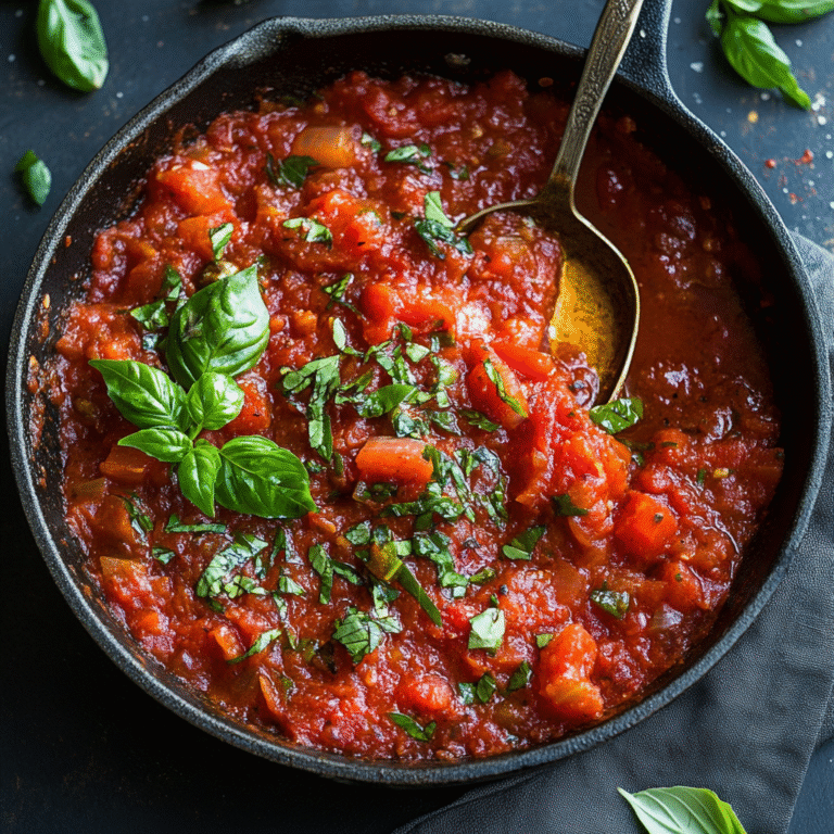A bowl of penne pasta topped with spicy Arrabbiata sauce, garnished with fresh parsley and chili flakes.1