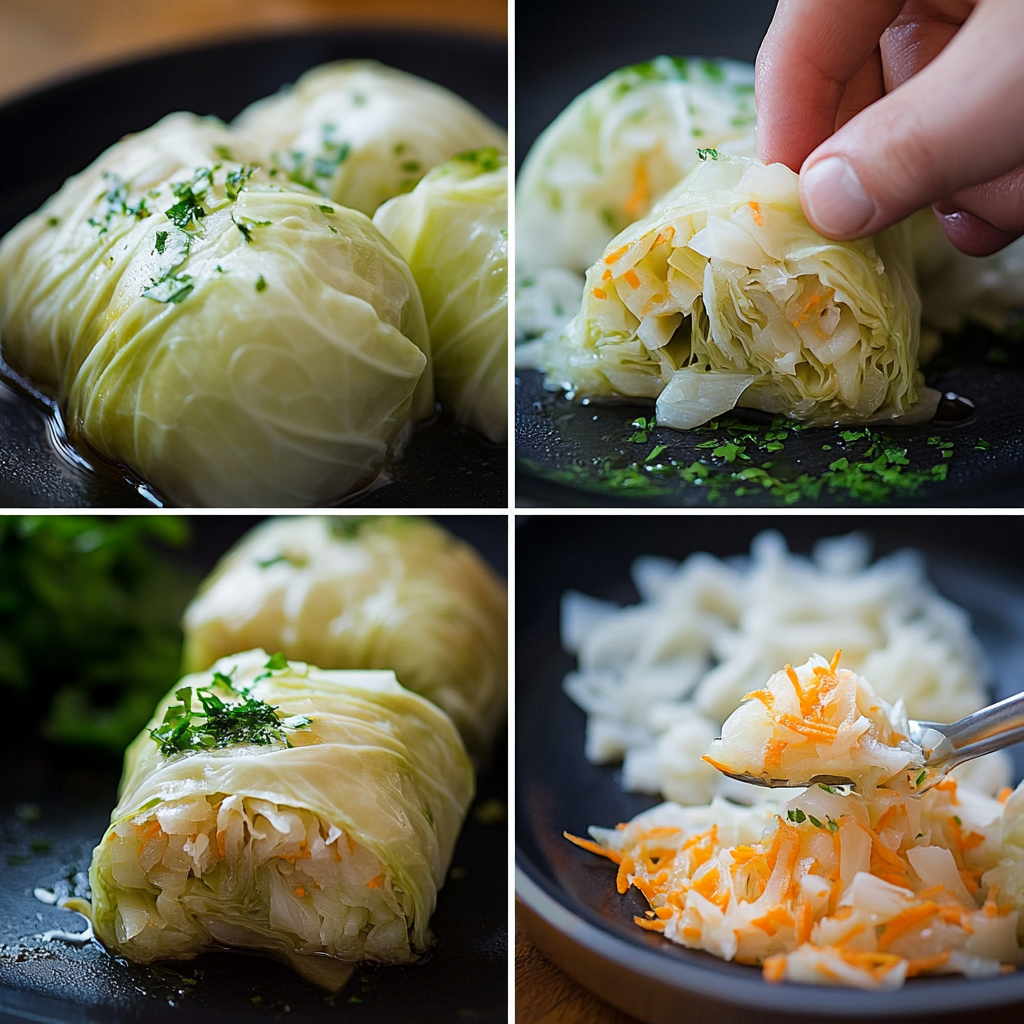 A plate of traditional cabbage rolls stuffed with meat and rice, served in tomato sauce and garnished with herbs3